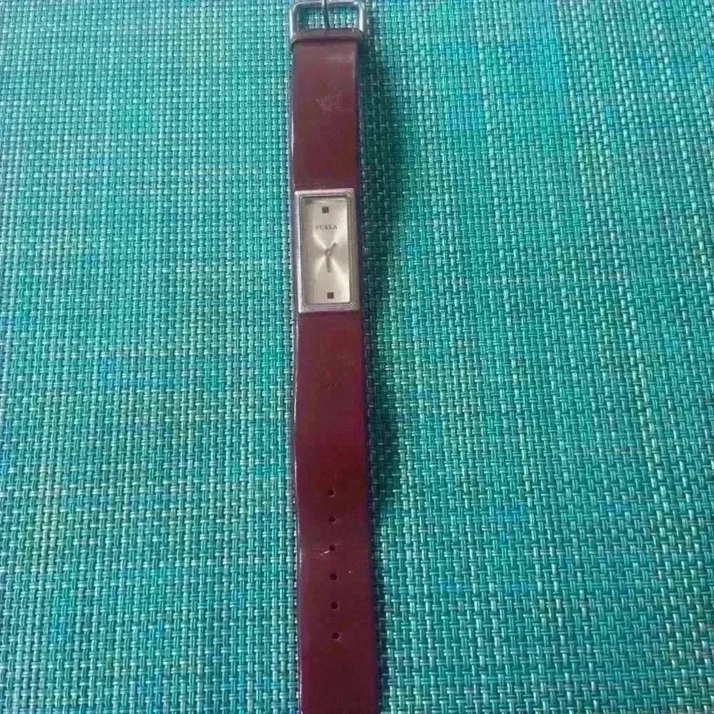 FURLA Watch // Rectangular Stainless Frame // Red Leather Band - Picture 3 of 5